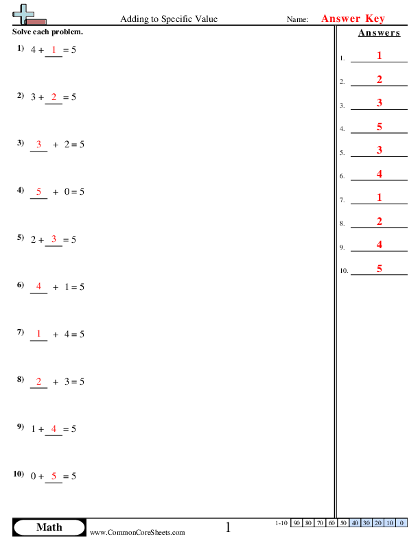  - adding-to-a-specic-value worksheet