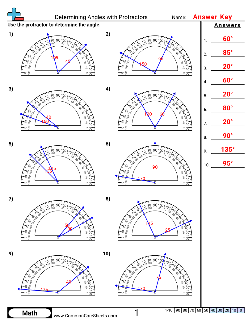 Angles Worksheets - determining-angles-with-protractors worksheet