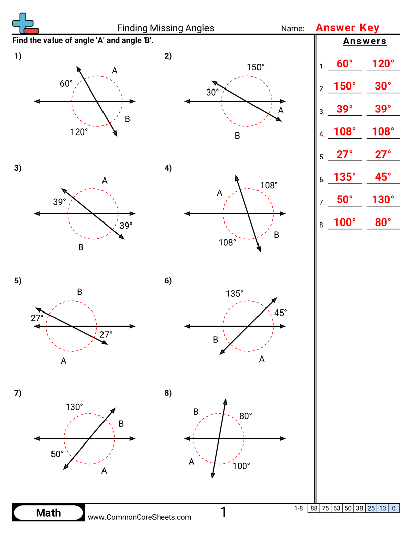 7g5 Worksheets - finding-missing-angles worksheet