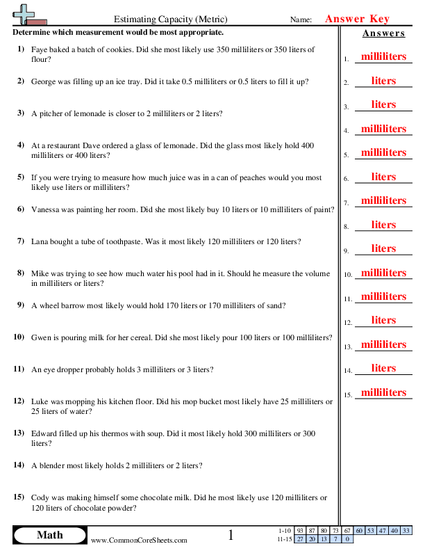  - metric-capacity-word worksheet