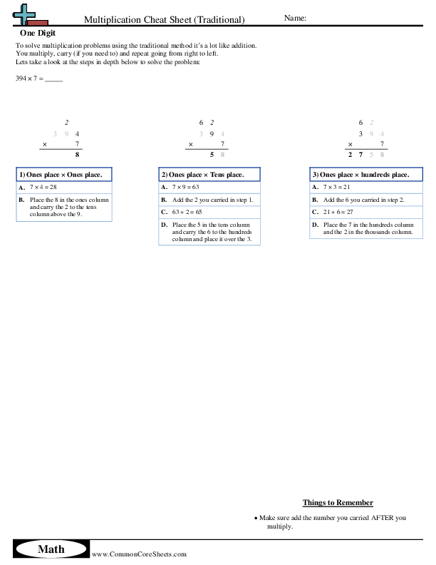  - multiplication-1-digit-traditional worksheet