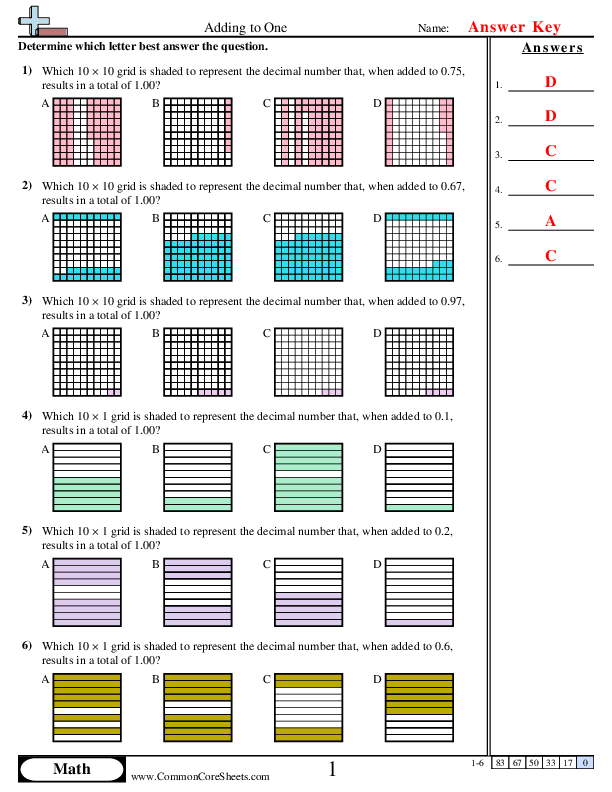  - adding-and-subtracting-up-to-1 worksheet