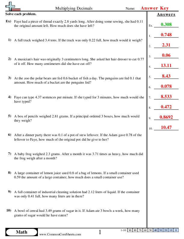  - multiplying-decimals-word worksheet