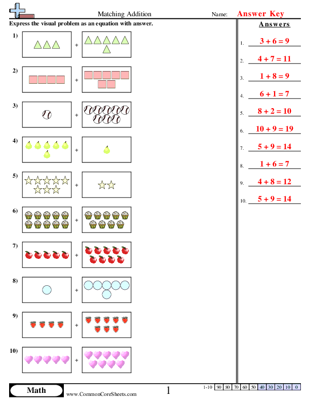  - matching-addition worksheet