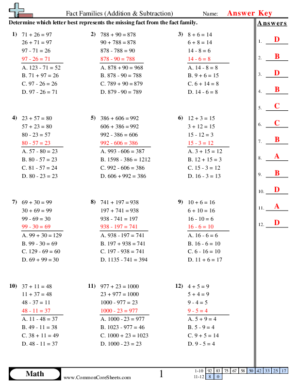  - find-missing-fact-multiple-choice worksheet