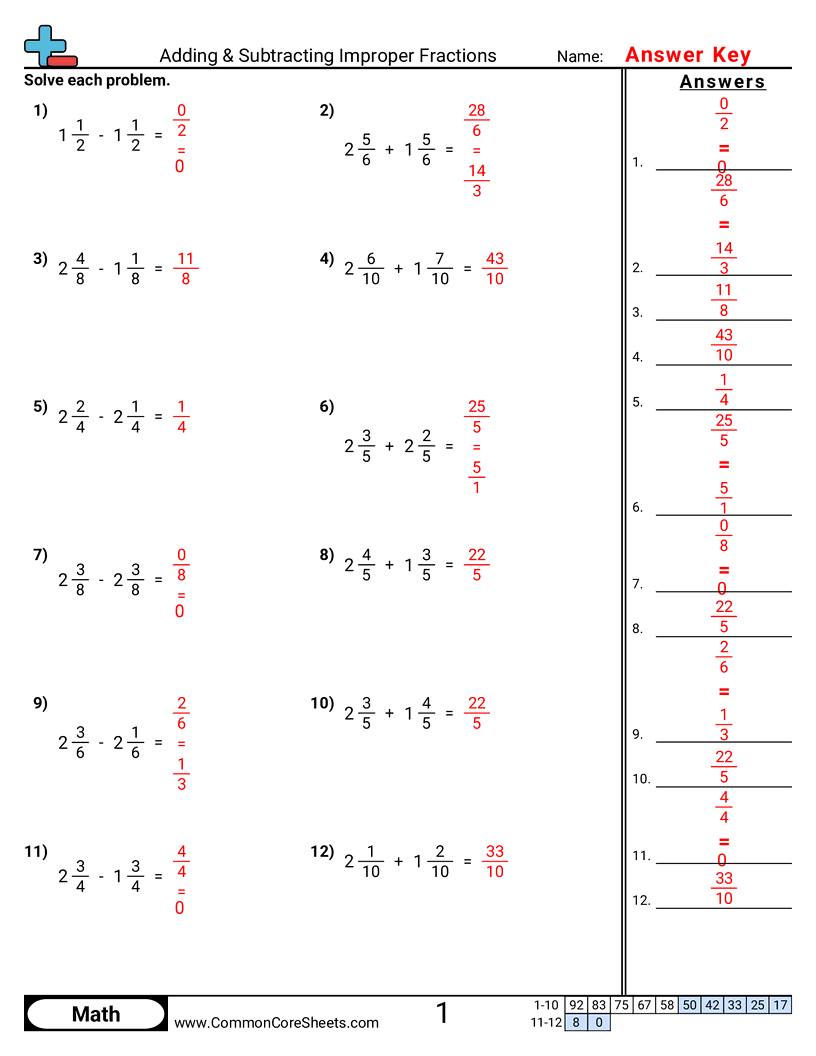 4nf3c Worksheets - improper-fractions-same-denominator worksheet