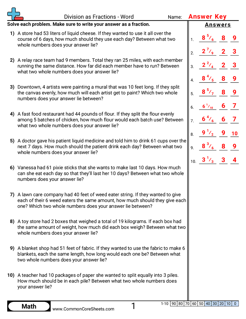 5nf3 Worksheets - division-as-fraction-word worksheet