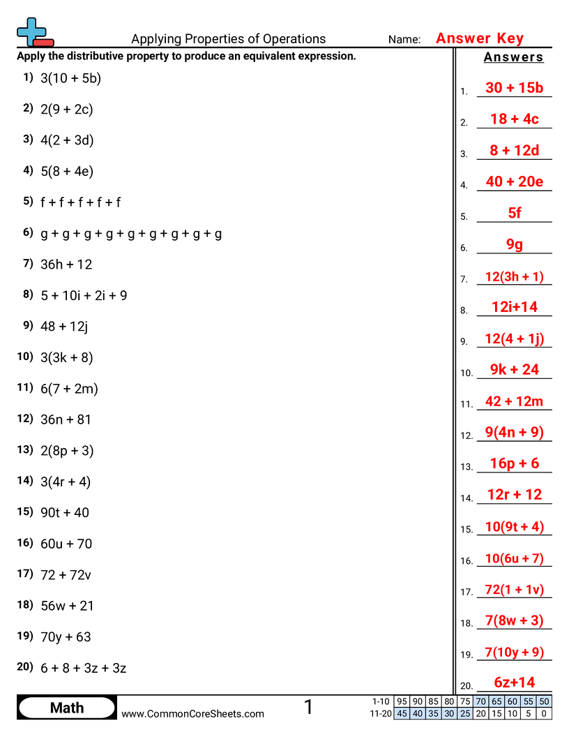 6ee3 Worksheets - applying-properties-of-operations worksheet