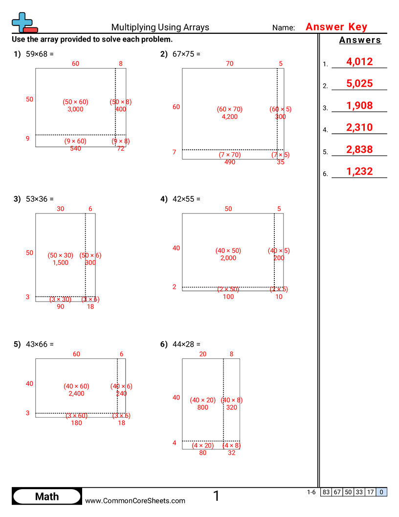 Multiplication Worksheets - multiplying-using-arrays worksheet