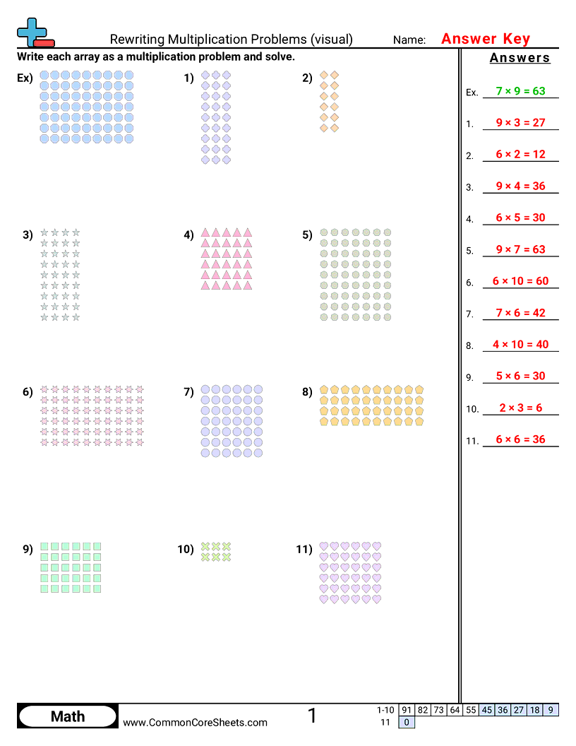 3oa3 Worksheets - rewriting-multiplication-visual worksheet