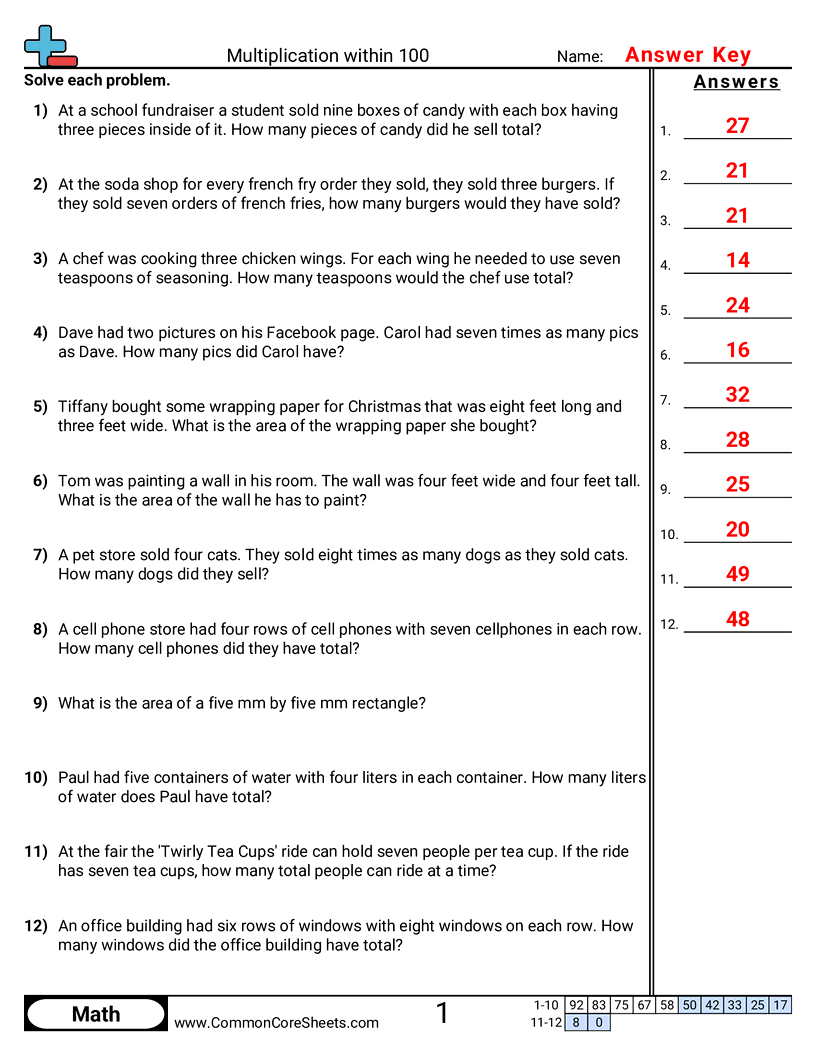 3oa3 Worksheets - word-multiplication-within-100 worksheet