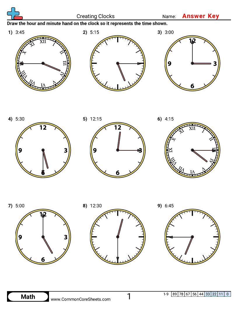 Time Worksheets - creating-clocks-15-minute-increments worksheet