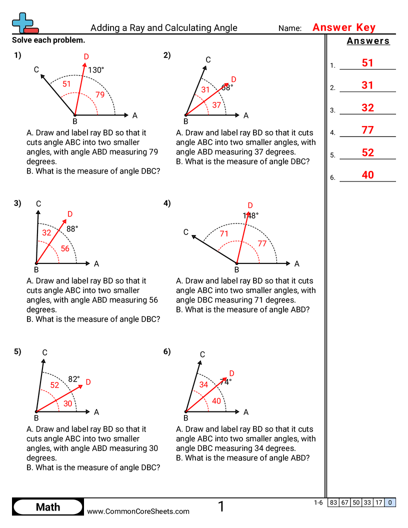 4md7 Worksheets - adding-a-ray-and-calculating-angle worksheet