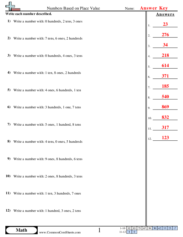  - understanding-places-3-digit worksheet